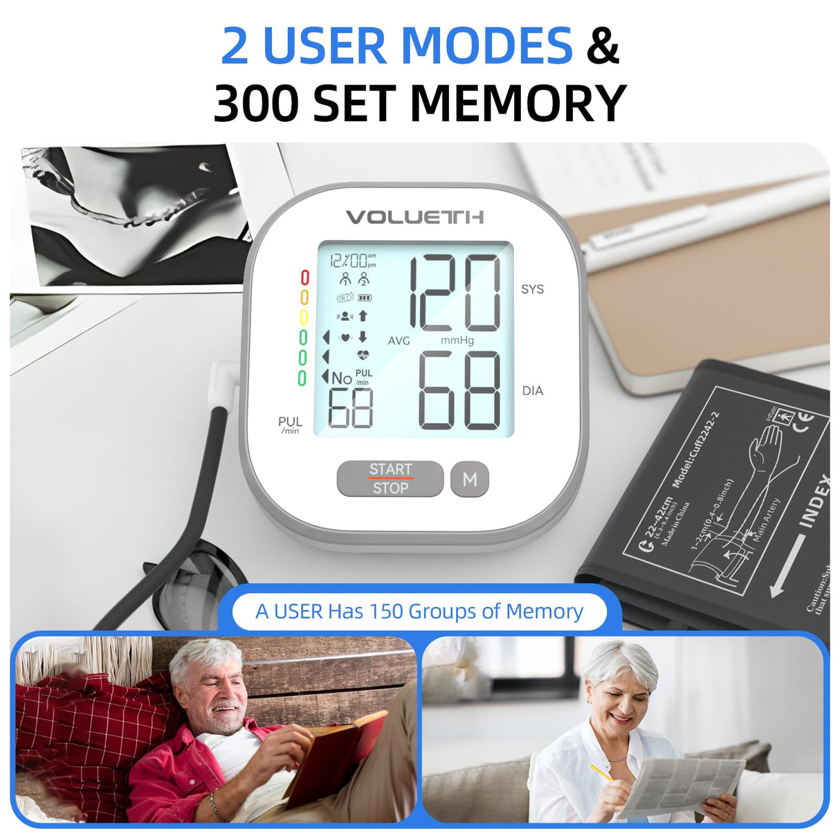 Pediatric Blood Pressure Cuff, Blood Pressure Machine for Home Use - 3 Size Cuffs, Small 4"-8", Medium 6"-10" and Large 7"-17", Perfect for Family Health Monitoring