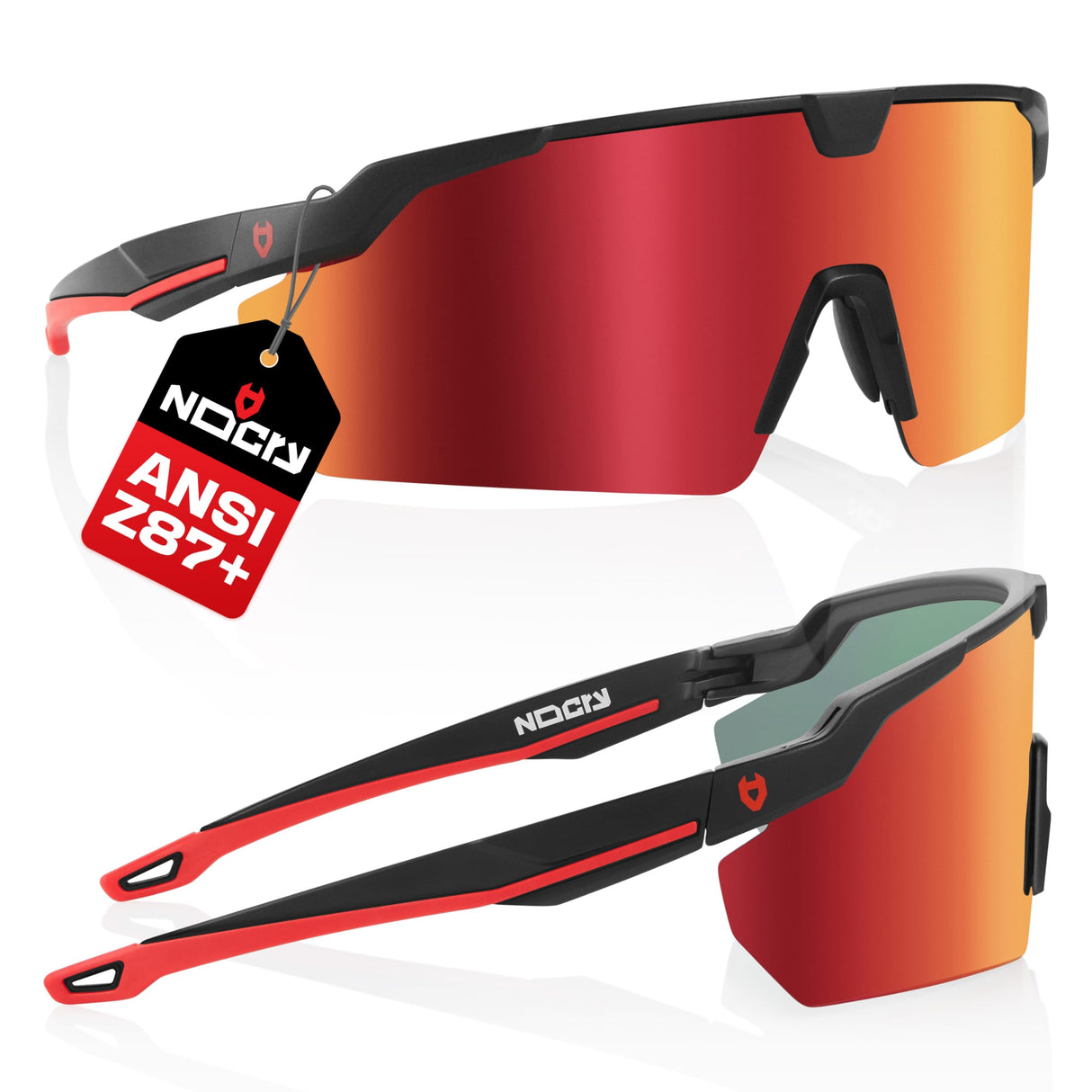 NoCry ANSI Z87 Sunglasses For Men or Women with Anti-Scratch and 100% UV Protection — High Contrast Lens Tinted Safety Glasses for Men — Perfect Z87 Safety Glasses or Safety Sunglasses