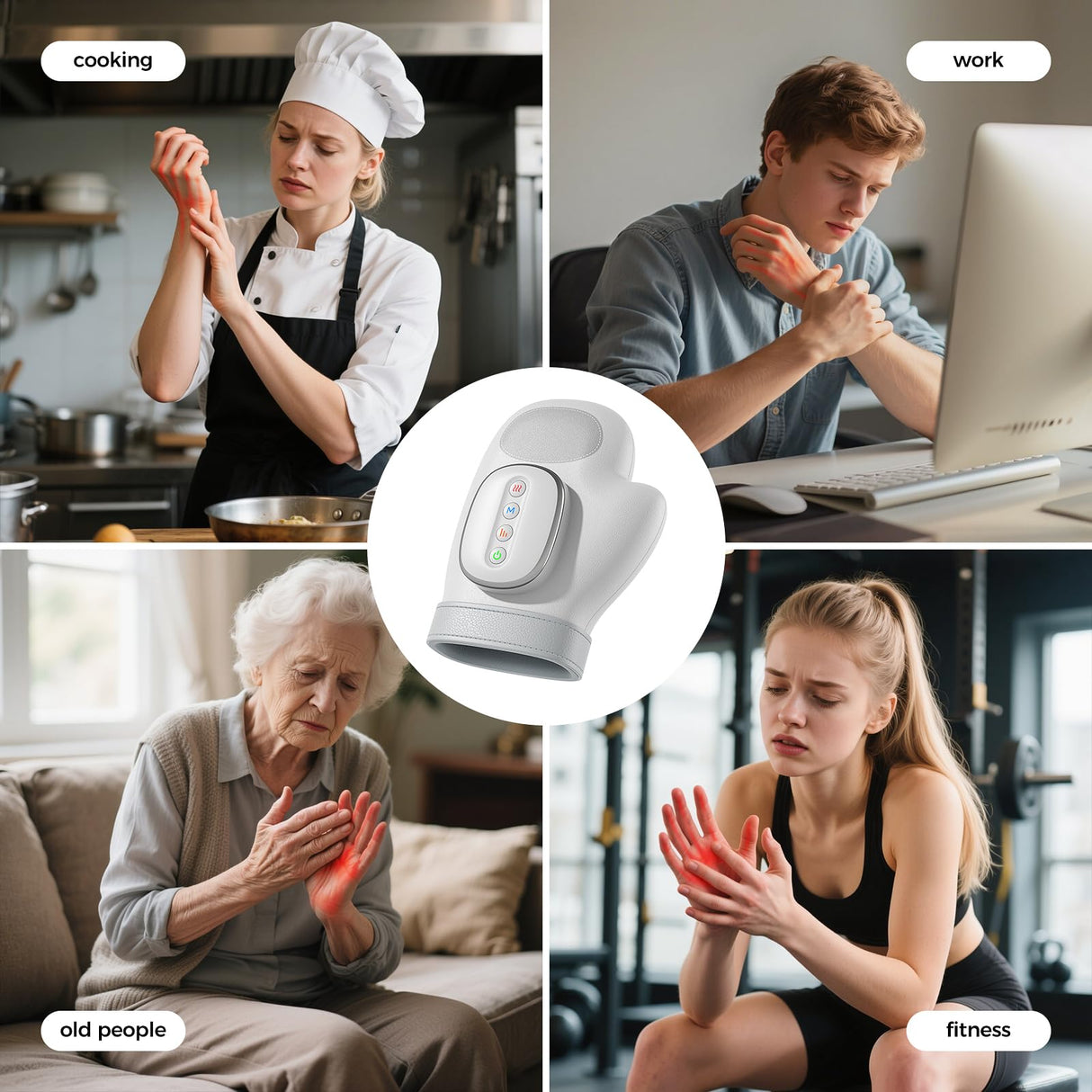 WUX Hand Massager with Heat Compression Relief, 3 Massage 4 Temperatures 5 Compression Models Therapy, Helps Soothe Hand Fatigue, Carpal Tunnel and Arthritis Discomfort, Ideal Gift for Women, Men