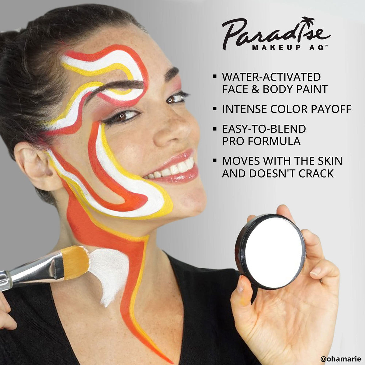 Mehron Makeup Paradise AQ - BLACK, Water-Activated Face & Body Paint