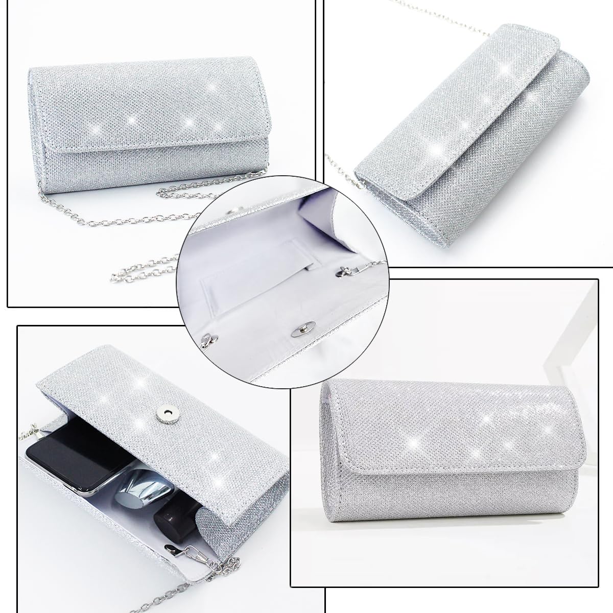 Aixiao Clutch Purse Jewelry Set Wedding Prom Evening Handbag Accessories