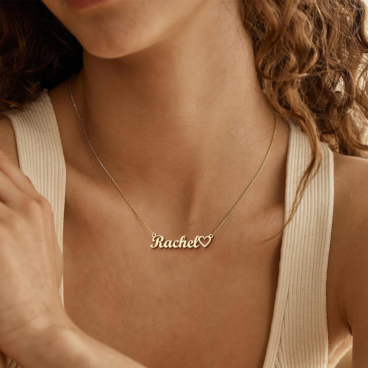 KUKULIKI Custom Name Necklace Personalized Heart Symbol, 18K Gold Plated Handmade Personalized Necklaces for Women, Customized Jewelry Birthday Gifts