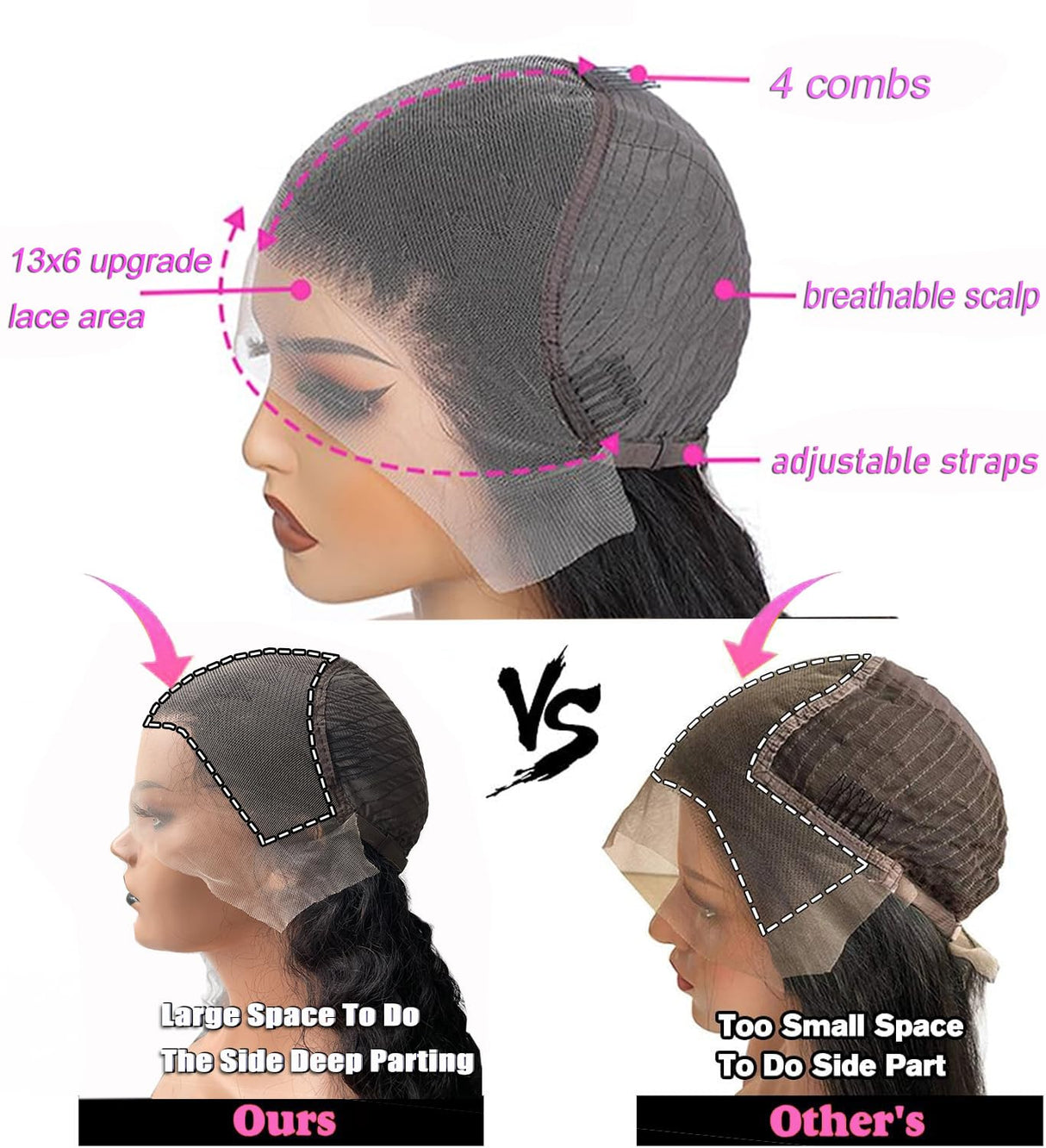 32 Inch Deep Wave Lace Front Wigs Human Hair 13x6 HD Lace Frontal Wigs Human Hair 200 Density Pre Plucked Deep Curly Lace Front Wigs For Women Glueless Deep Wave Wig with Baby Hair Natural Black