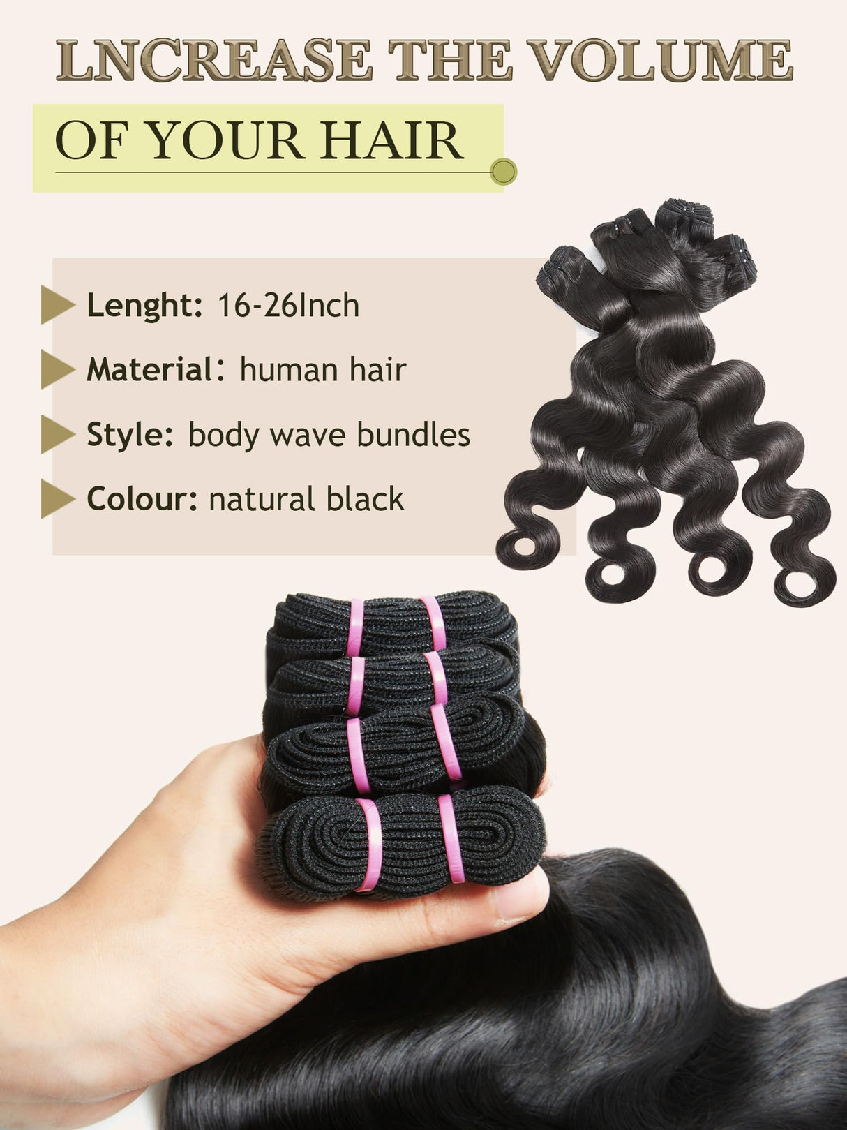 Human Hair Bundles 4 Bundles Hair Extensions Body Wave Human Hair 16 18 20 22 Inch 100% Unprocessed Brazilian Virgin Hair Quick Weave Natural Black