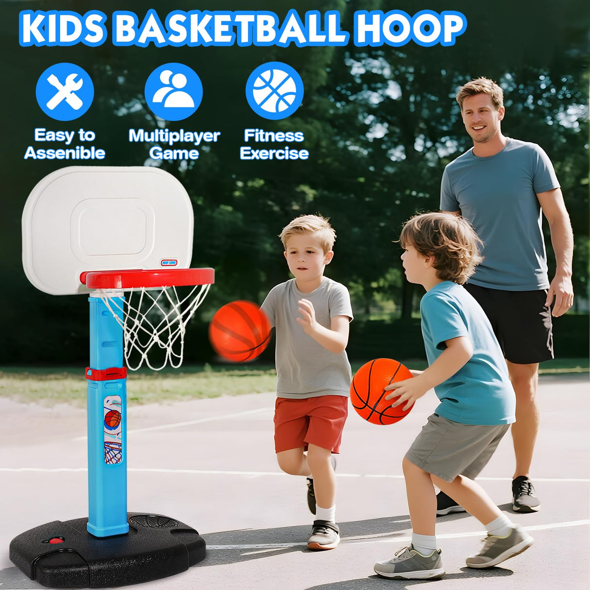 AOKESI Toddler Basketball Hoop Indoor for Age 1-3, Adjustable Mini Basketball Hoop, Kids Basketball Goal Outdoor Sport Poolside Game Birthday Christmas Toys Gifts for Baby Boys Girls 2 3 4 5