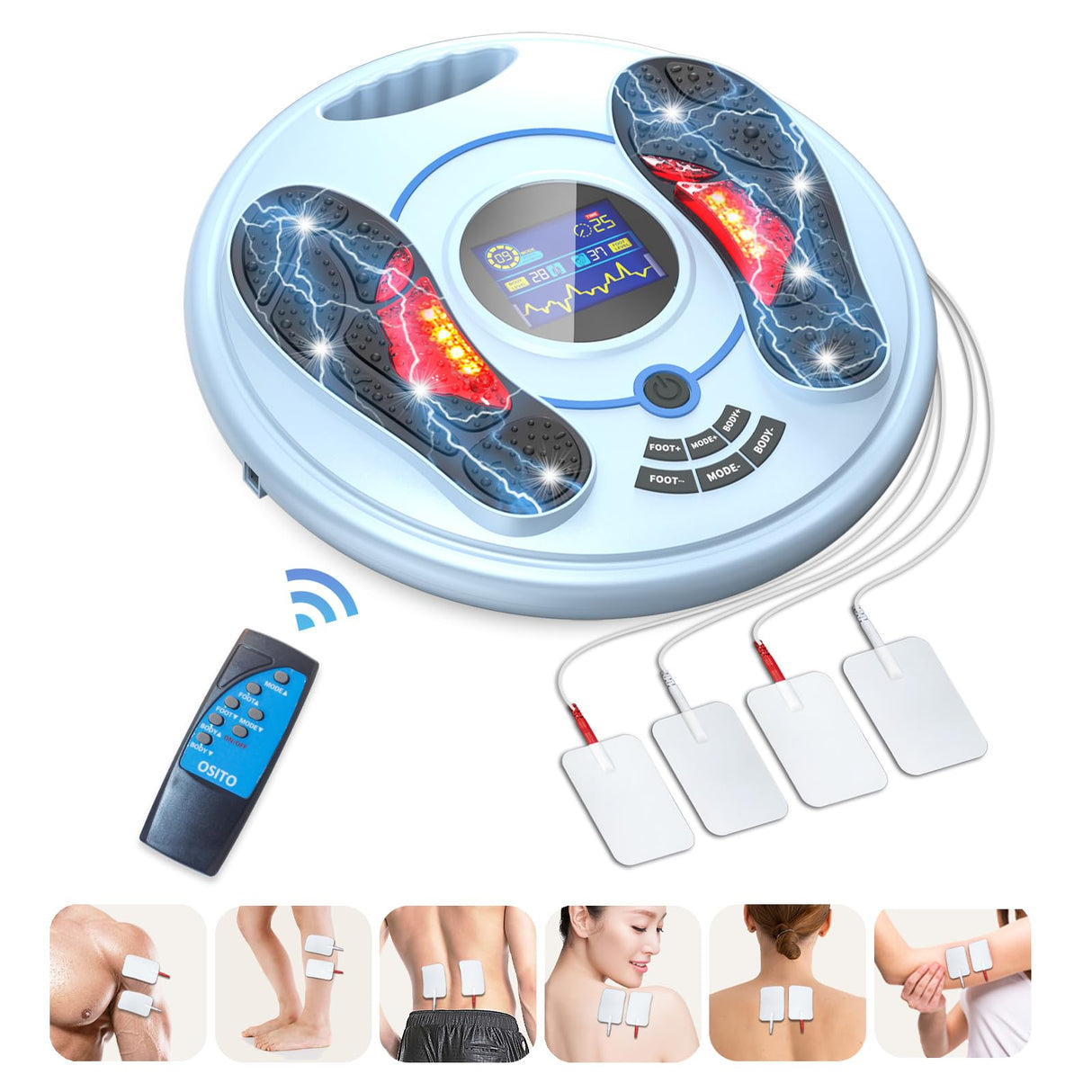 OSITO Foot Neuropathy Machine – Electronic Pulse Foot Circulation Stimulator – EMS & TENS Foot Reflexology Device for Relaxing Tired Feet, Ankles & Legs – FSA/HSA Eligible – Gray