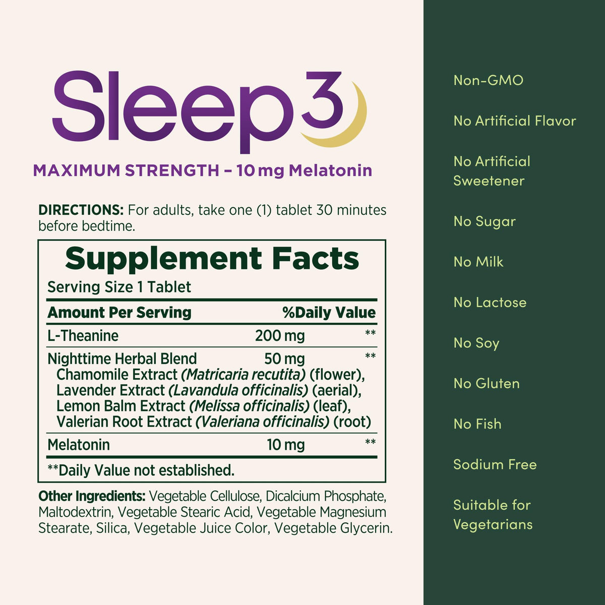 Nature's Bounty Sleep3 Melatonin 10mg, 60 Tri-Layered Tablets