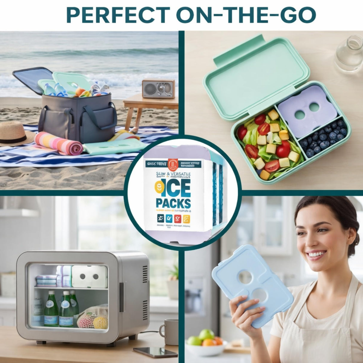 Healthy Packers Ice Packs for Lunch Boxes & Coolers - Freezer Packs - Original Cool Pack | Cooler Accessories for Beach, Camping & Fishing | Slim & Long-Lasting Reusable Ice Pack for Cooler