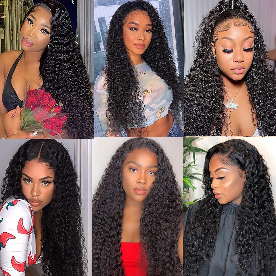 Deep Wave Lace Front Wigs Human Hair 180% Density Curly Lace Front Wig Human Hair 13x4 Lace Frontal Wigs for Black Women with Baby Hair and Special Designed Adjustable Straps (Deep Wave Wig, 24 Inch)