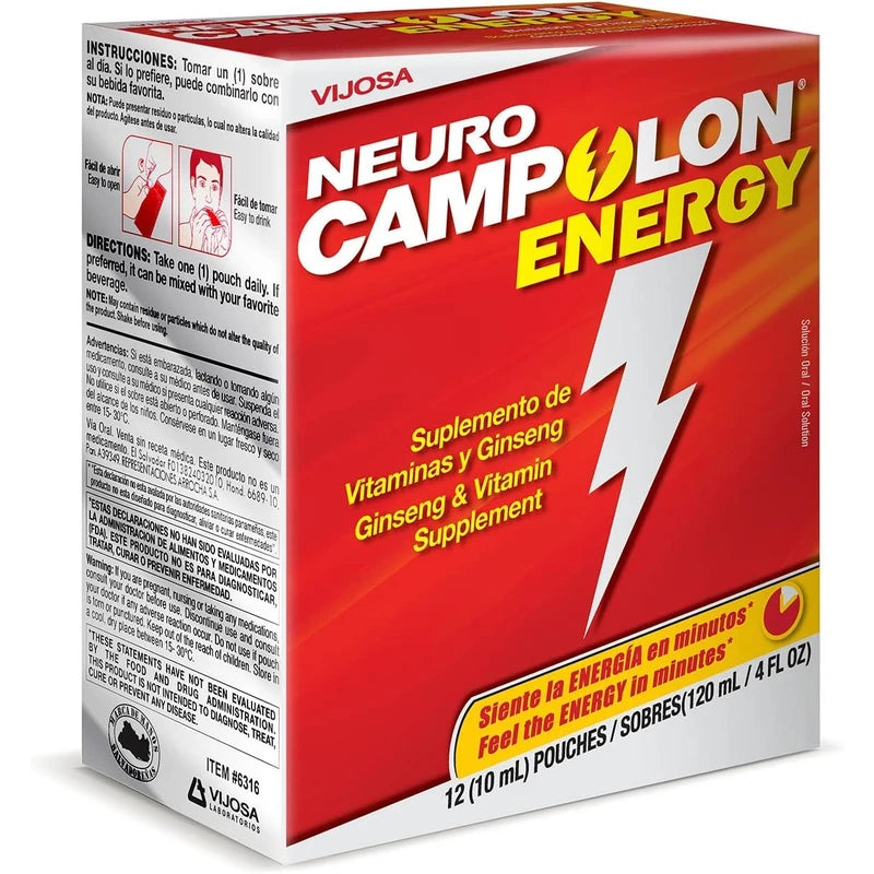 Vijosa Laboratorios Campolon Energy B Vitamin Pouches - Promotes Healthier Physical Energy and Mental Energy - 12 Pouches