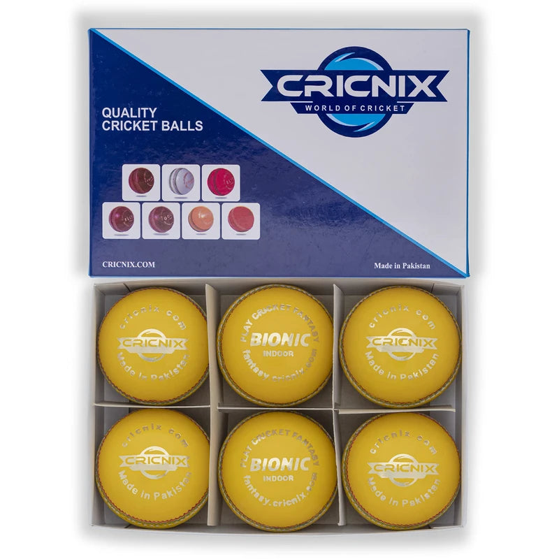 Cricnix Cricket Ball Bionic Indoor Leather Yellow Balls 110g (3-Pack) for Seniors or Juniors