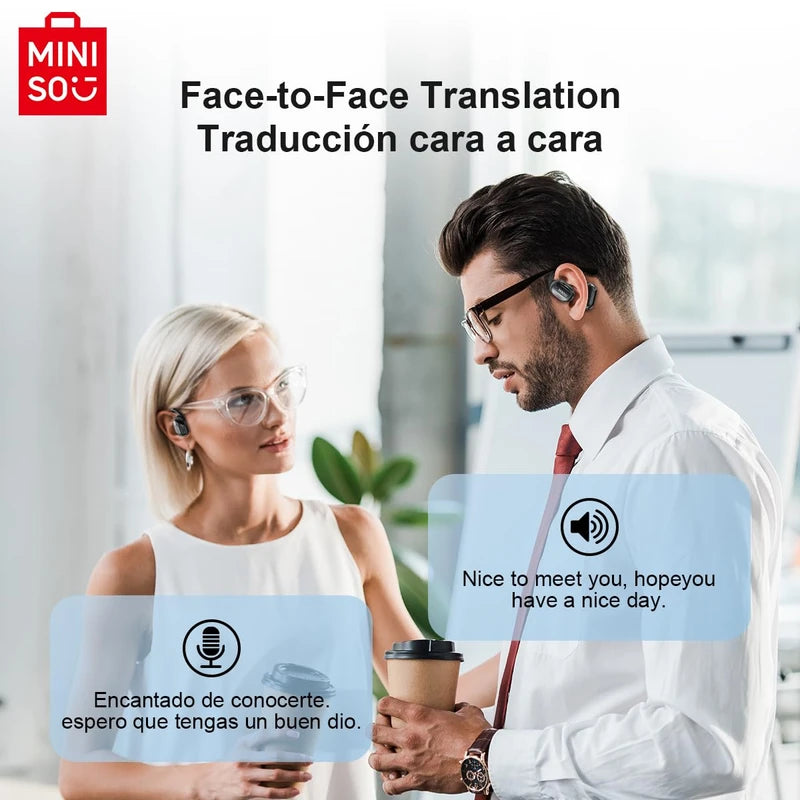 MINISO MS162 Translation Earbuds Real Time OWS Open Ear AI Translator Earbuds Wireless Bluetooth Earphones Support 135 Languages Translator Earbuds Bluetooth Translation for iOS & Android