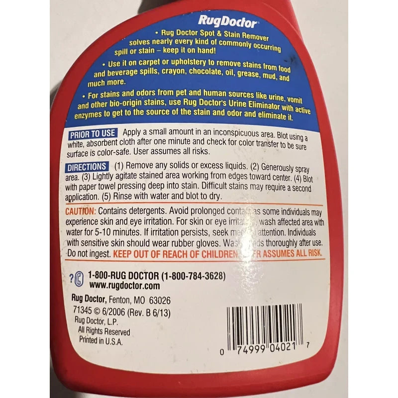 Rug Doctor Spot and Stain Remover, 24 OZ, Spray Bottle Carpet Cleaner