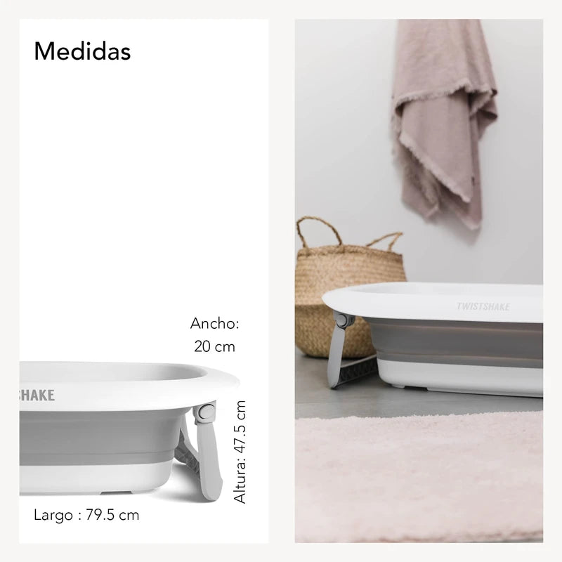 Twistshake Non-Slip Baby Bath Pillow for Newborns | Soft and Foldable Shower Pillow for Toddlers | Floating Air Pillow for Bathing Babies | 0 Months+ | Light Grey