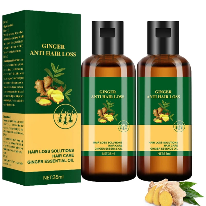 Lidoria Ginger Anti Hair Loss 7 Days, Ginger Essential Oil for Hair Growth Stronger and Fuller Hair, Hair Growth Serum for women for Dry Damaged Hair, Thicker Longer Hair (1.2 Oz(Pack of 2))