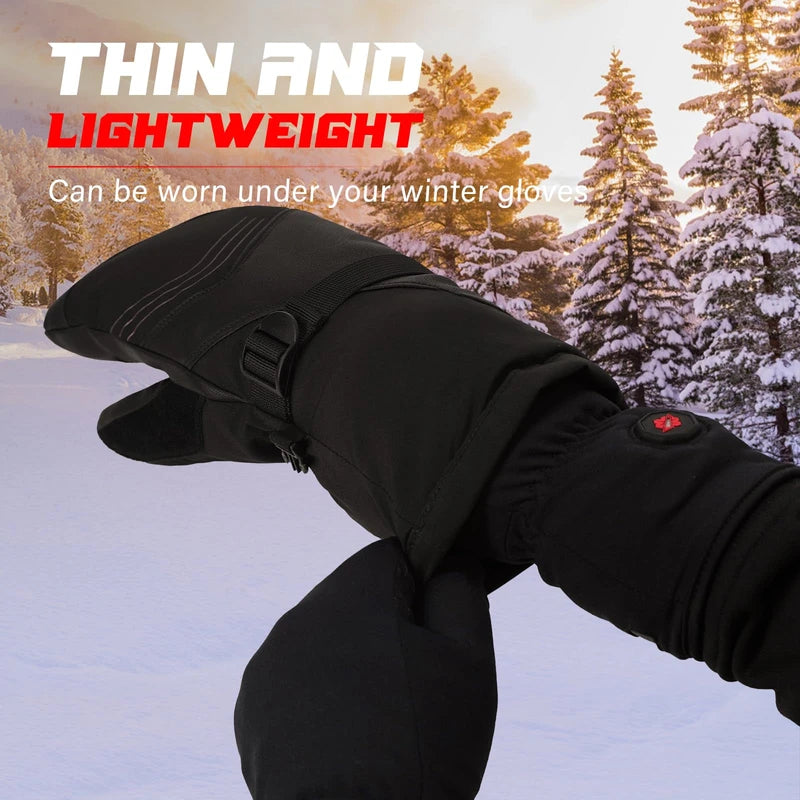 Dr.warm Heated Gloves Liners for Men and Women, Anti-Slip Touch Screen Rechargeable Heated Gloves Electric Hand Warmers for Cycling, Hiking Skiing, Ice Fishing (Black, Small)