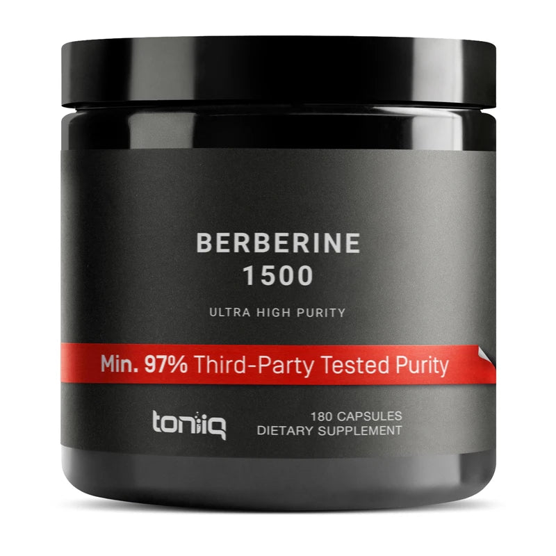 Toniiq Toniiq Ultra High Strength Berberine 1500mg from The Himalayas Berberine Supplement - 97% Highly Purified and Bioavailable -Wild Harvested-Concentrated Formula HCL -3 Caps Serving-180 Veggie Caps