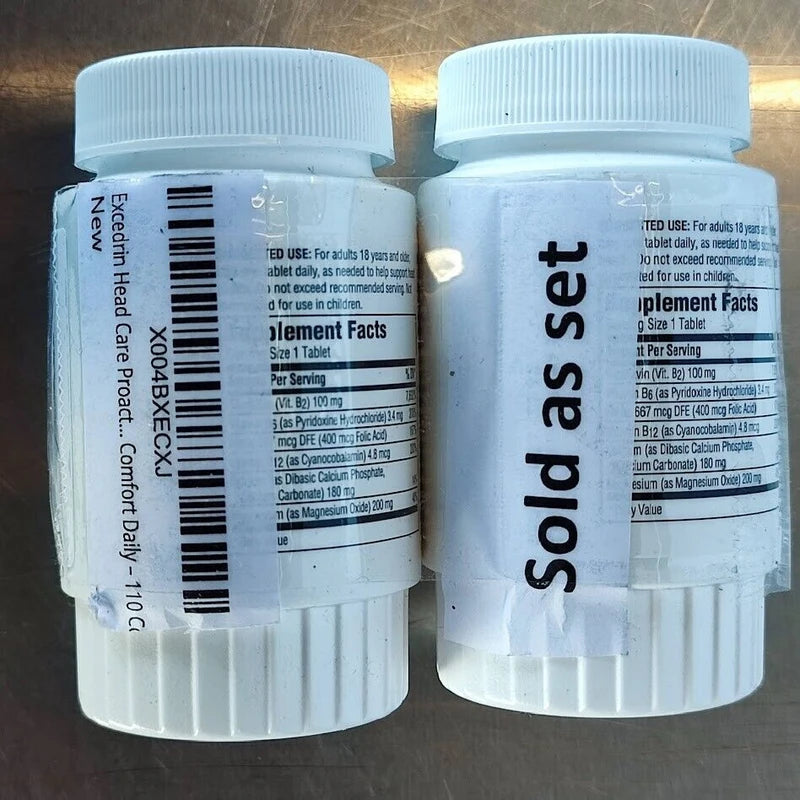 Excedrin 2pk Excedrin Head Care Dietary Supplement Proactive Drug-Free 60 Tabs EXP 12/24