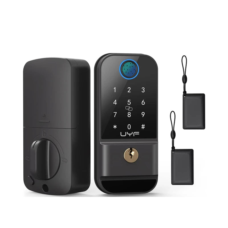 Wifi Keyless Entry Door Lock - Fingerprint Door Locks with Keypad - Electronic Digital Front Deadbolt Lock - Smart Combination Lock with Keys Fobs, Anti-Peeking Auto Lock for Home Hotel