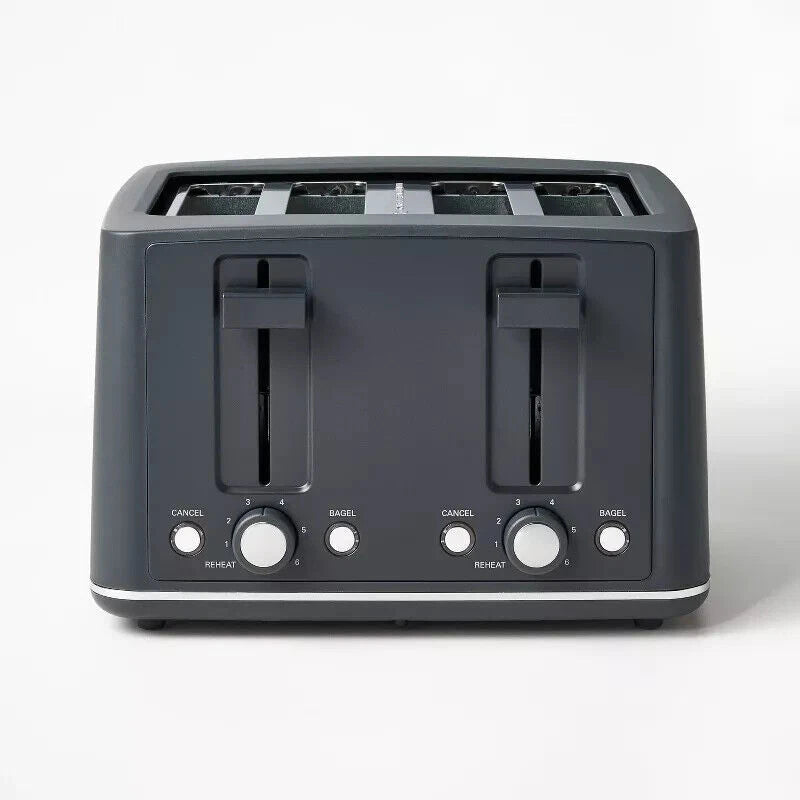 Figmint 4 Slice Toaster Thin Chrome Trim Band Gray, 7 Browning Settings- Figmint™. NEW