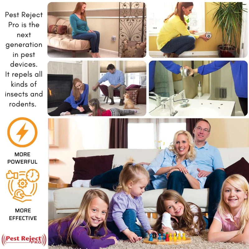 Pest Reject Pro – 2 Stück Schädlingsbekämpfer – Ultraschall und Elektromagnetismus, Abdeckung für Ihr Zuhause von 200 m² Effektive Schädlingsabwehr, Umweltfreundlich, Insektenschutz für Wohnbereiche