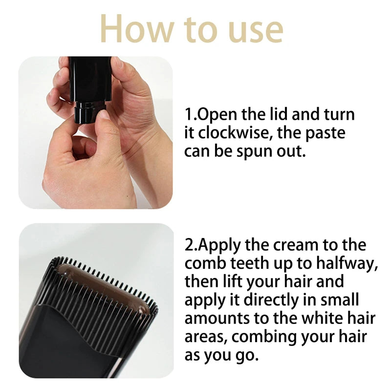 Safe and Convenient Comb Hair Dye, Hair Concealer Combing Hair, Donb Portable Hair Colouring Comb, Waterproof and Sweat-Proof Hair Dye Comb, Convenient Comb Hair Dye for Quick Touch-Ups (Black, 2pcs)