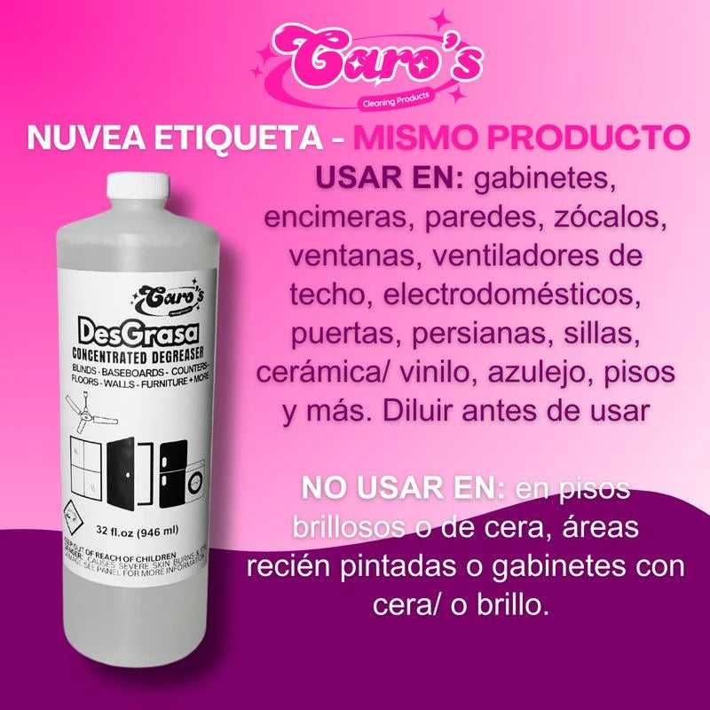 Caro's Pack de 32oz Limonazo, Removedor de Sarro, Desgrasa Degreaser, & Oven Cleaner Limpiador de Hornos Household