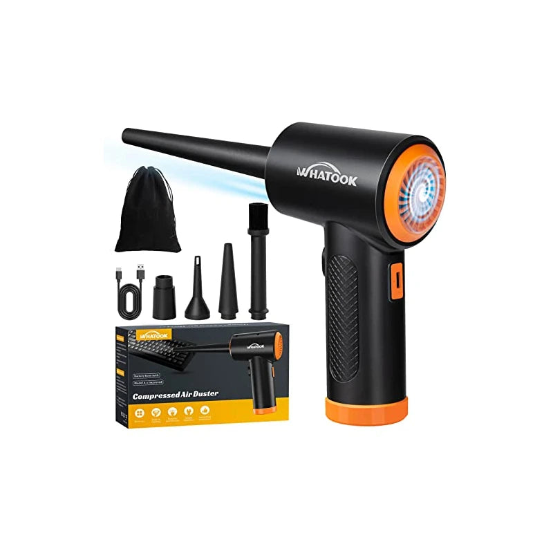 Compressed Air Duster, Electric Air Duster, 3 Speeds 60000 RPM Air Blower with LED Light, 6000mAh Rechargeable Electric Air Duster, Reusable Compressed Air for Computer Keyboard Button Telephones