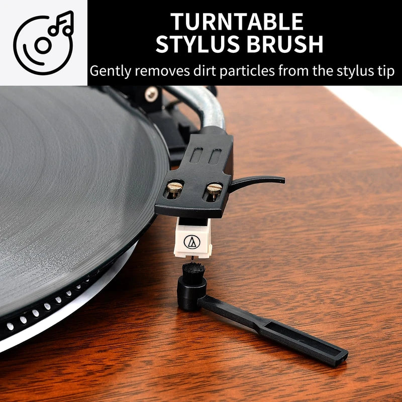 4in1 Vinyl Record Cleaner Kit, Vinyl Records Cleaning Kit for Records Albums, Includes 2in1 Velvet & Microfiber Brush, Cleaning Liquid, Duster & Turntable Stylus Brush