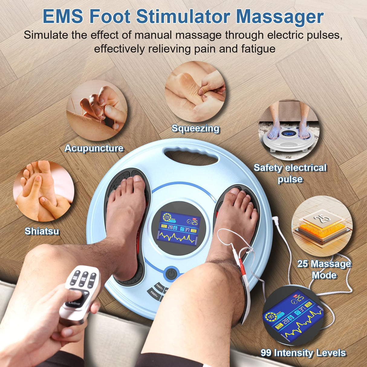 OSITO Foot Neuropathy Machine – Electronic Pulse Foot Circulation Stimulator – EMS & TENS Foot Reflexology Device for Relaxing Tired Feet, Ankles & Legs – FSA/HSA Eligible – Gray