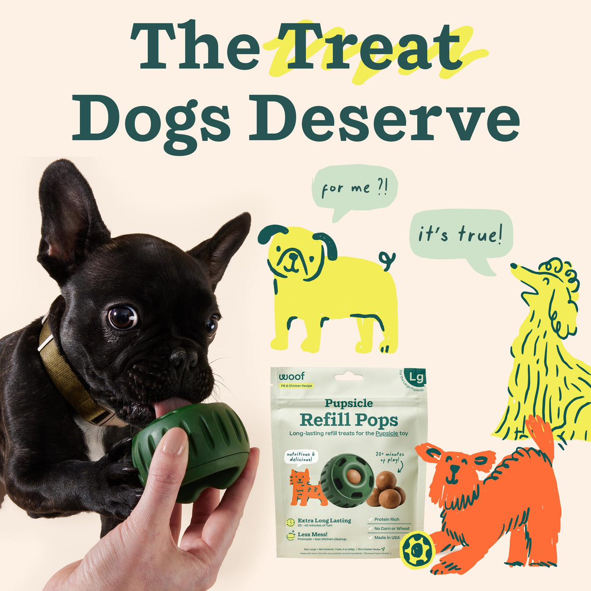 WOOF Pupsicle Chicken Refill Pops Dog Treats, Large, 7 Count, 2 Pack