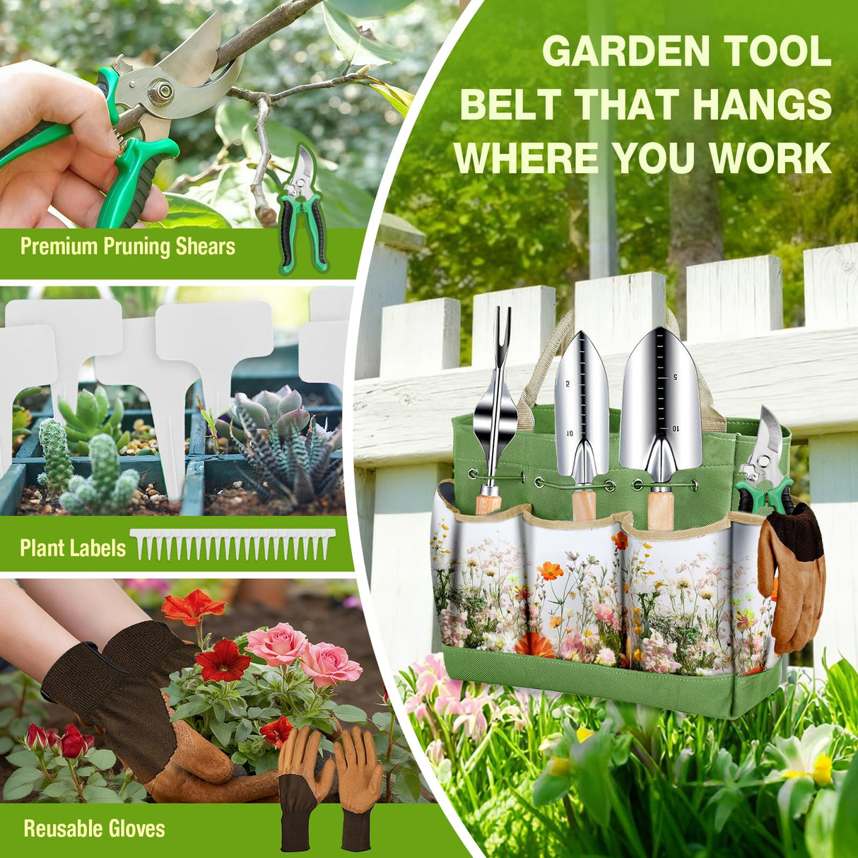 Gardening Tools Set for Women 29Pcs Heavy Duty Garden Hand Tools Set with Floral Tote Bag Rust-Proof Garden Tool Kit Supplies Gardening Esssential Garden Gifts for Mothers Day Mom Beginner
