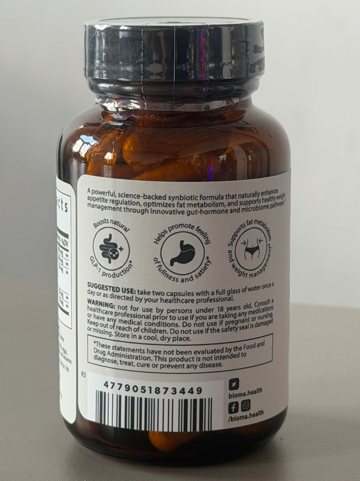 BIOMA GLP-1 Booster - Natural Appetite Control Supplement with Clinically Proven Probiotics, Prebiotics & Postbiotics - Support Weight Management & Satiety, (60 Capsules - 30 Day Supply)