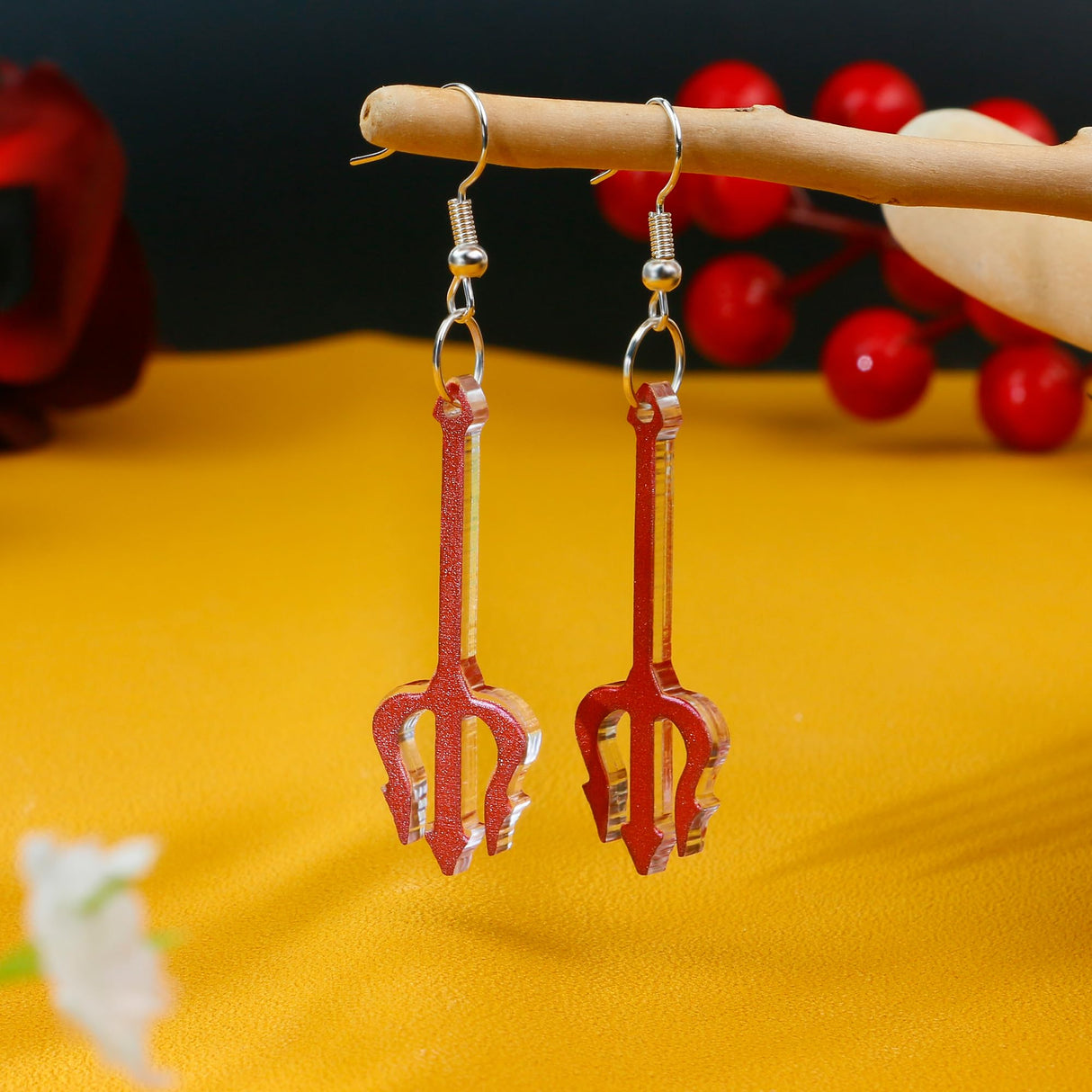 PEALICIOUS Devil Earrings Halloween Earrings Dangle Red Devil Accessories for Women with Lightweight Red Pitchfork as Girl Halloween Costumes Jewelry Fun Spooky Jewelry Christmas Gifts