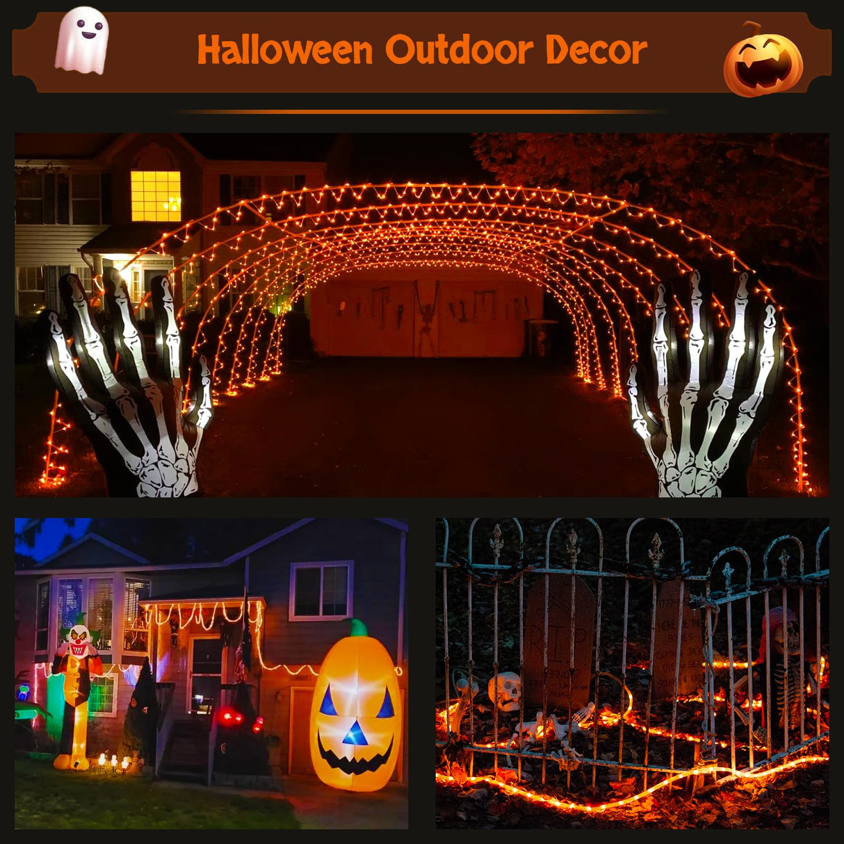 JMEXSUSS Orange Halloween Solar Lights, 66 ft 200 LED Rope Lights Outdoor Waterproof, PVC Tube Orange Christmas String Lights for Halloween Thanksgiving Fall Party Tree Fence Christmas