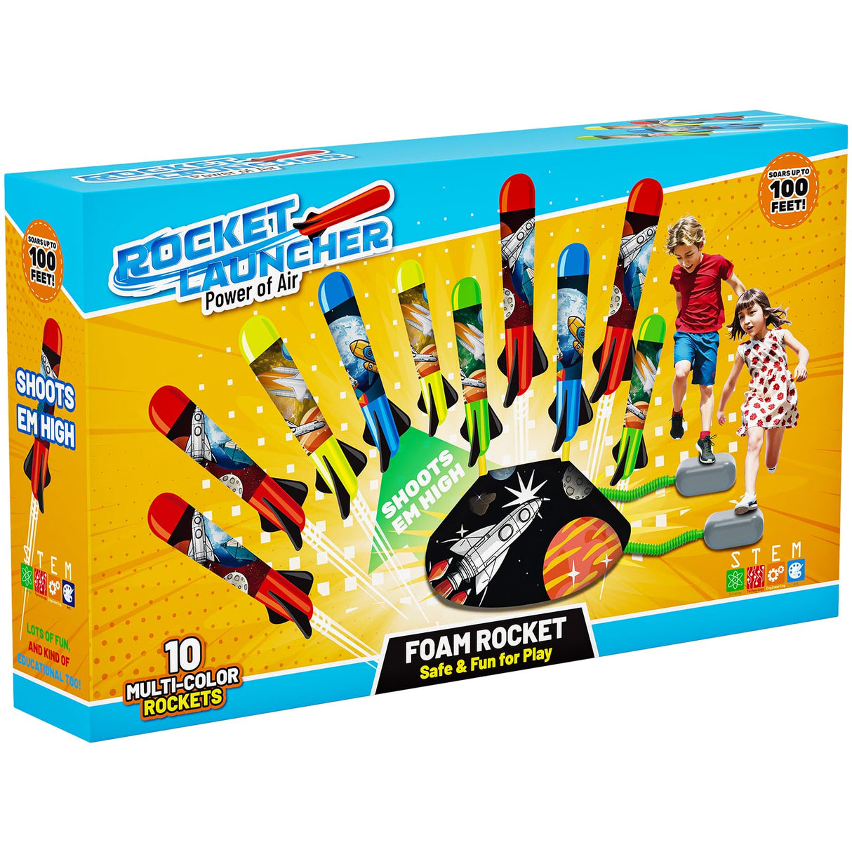 Otoseth Multi-Color Rocket Launcher for Kids - Foam Blaster Set with 10 Rockets, Soars Up to 100 Feet - Birthday & Christmas Toys for Boys & Girls Age 3-12