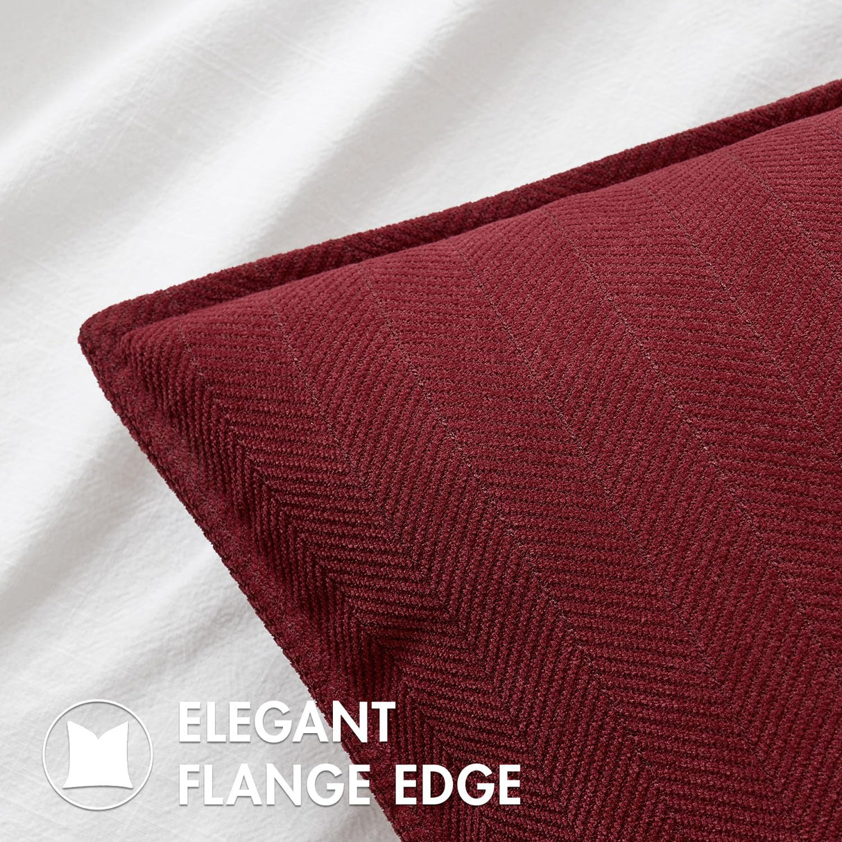 MIULEE Pack of 2 Christmas Burgundy Decorative Pillow Covers 18x18 Inch Soft Chenille Luxurious Couch Throw Pillows Farmhouse Cushion Covers with Elegant Design for Sofa Bedroom Living Room Decor