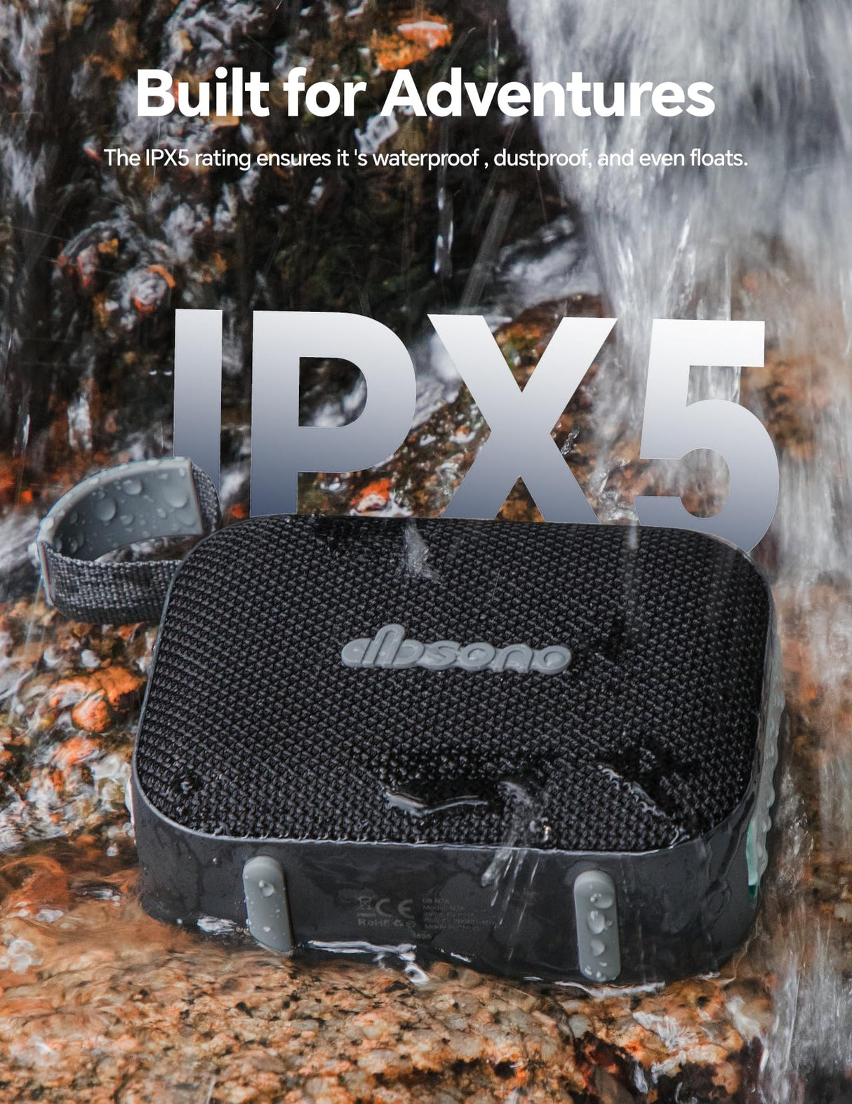 dbsono Stocking Stuffers for Teens Men Women: Christmas White Elephant Gifts for Adults, Portable Bluetooth Speaker Waterproof, IPX5 HD Sound Up to 24H Playtime, Cool Tech for Boys Girls-Black