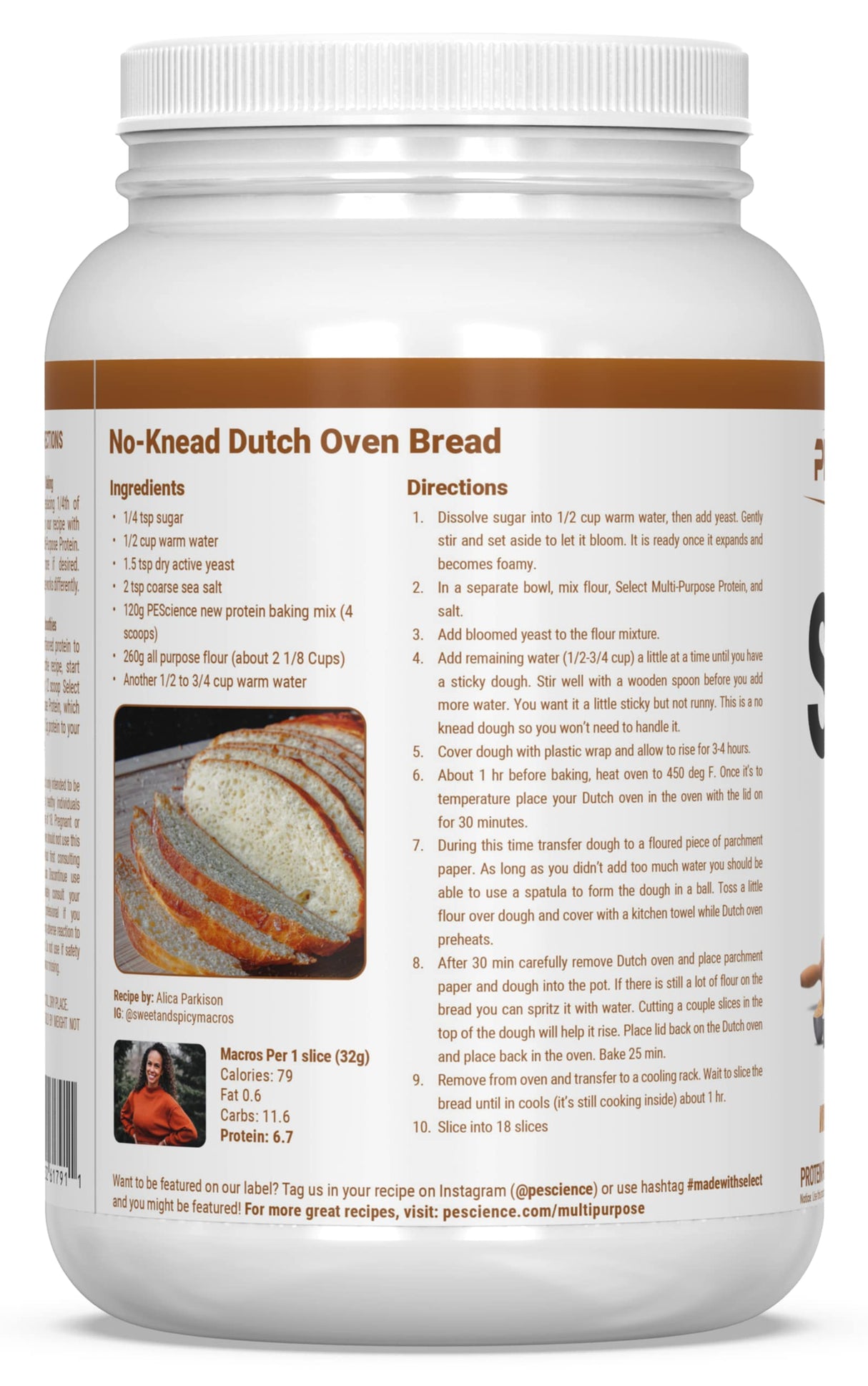 PEScience Select Multi-Purpose Unflavored Protein Powder, 27 Serving, Low Carb, Keto Friendly, and Gluten Free, Whey & Casein Blend for Baking and Smoothies