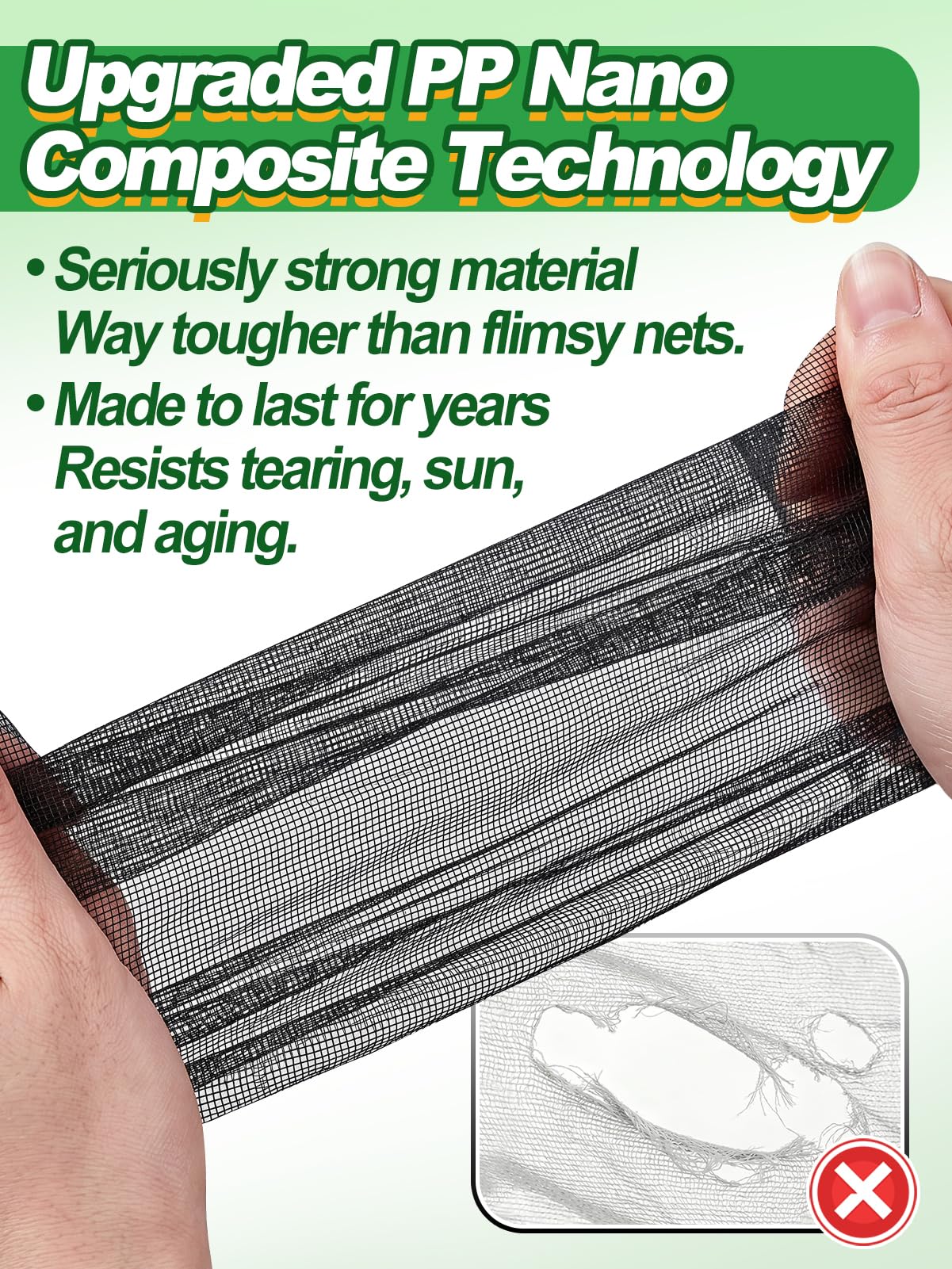 10x50ft Strong PP Nanocomposite Mosquito Net Garden Netting, Black