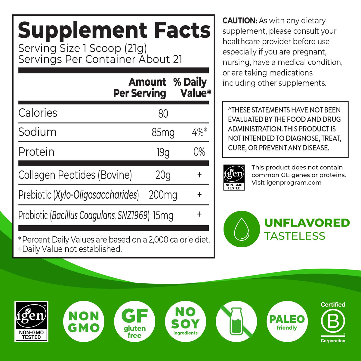 Orgain 20g Collagen Peptides + Prebiotic & Probiotics Powder, 1lb