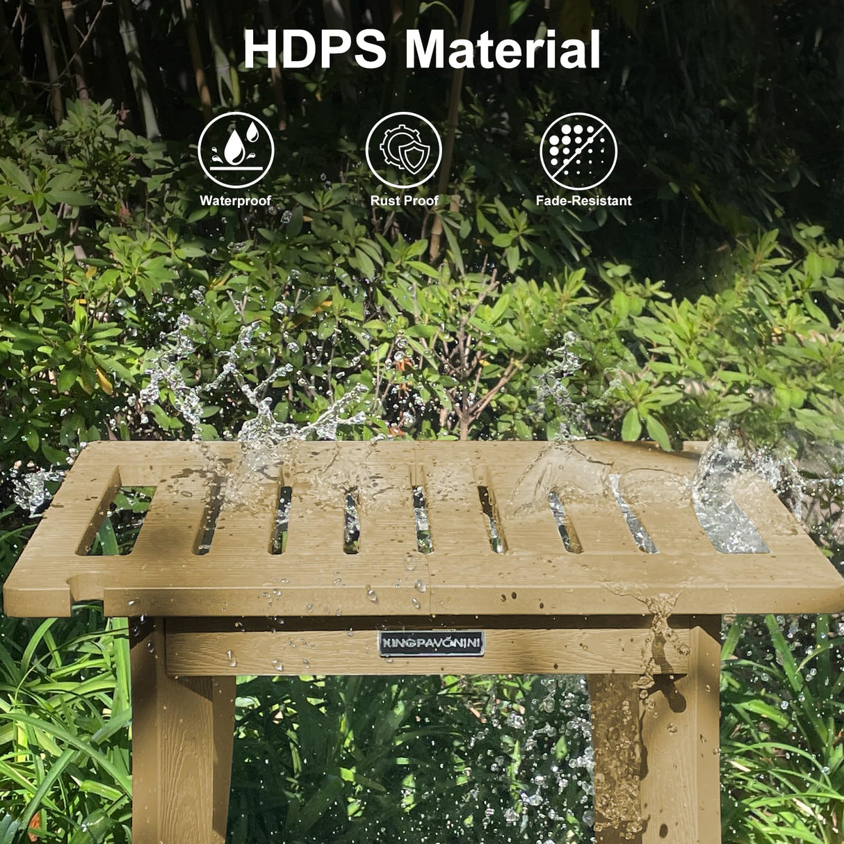 KingPavonini HDPS Shower Benches for Inside Shower to Sit on, Waterproof Shower Stool for Shaving Legs, Heavy Duty 400LBS Shower Seat with Storage Shelf, Shower Chair for Bathroom/Indoor/Outdoor Use