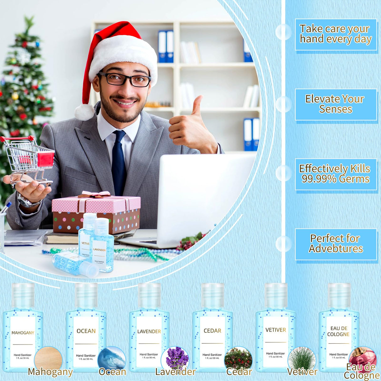 Frienda 24 Pack Mini Hand Sanitizers Bulk It's a Boy Baby Shower Hand Sanitizer Travel Size 1 oz Wedding Gift Bulk for Men Women Nurse Employee Coworker Staff Beach Ocean Party Favor