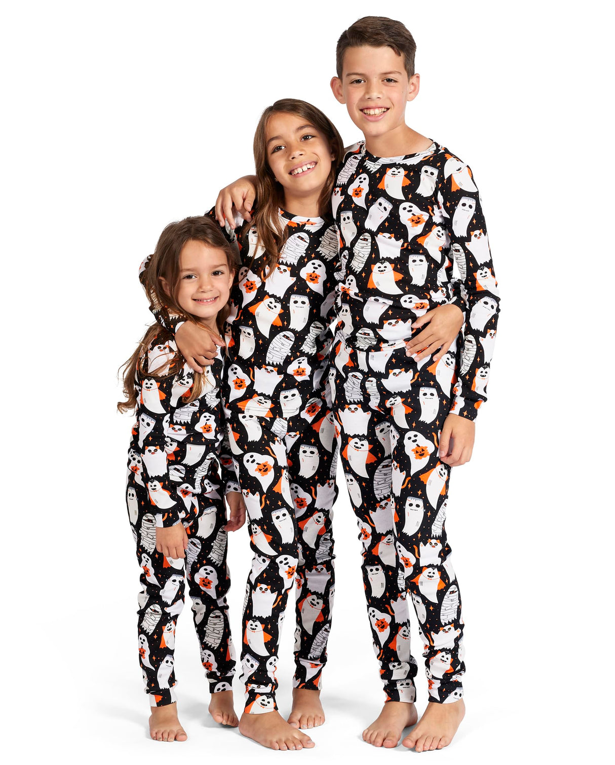 The Children's Place baby girls Family Matching Christmas Holiday Sets, Snug Fit 100% Cotton, Adult, Big Kid, Toddler, Pajama Set, Hlwn Blk Ghost, 7 US