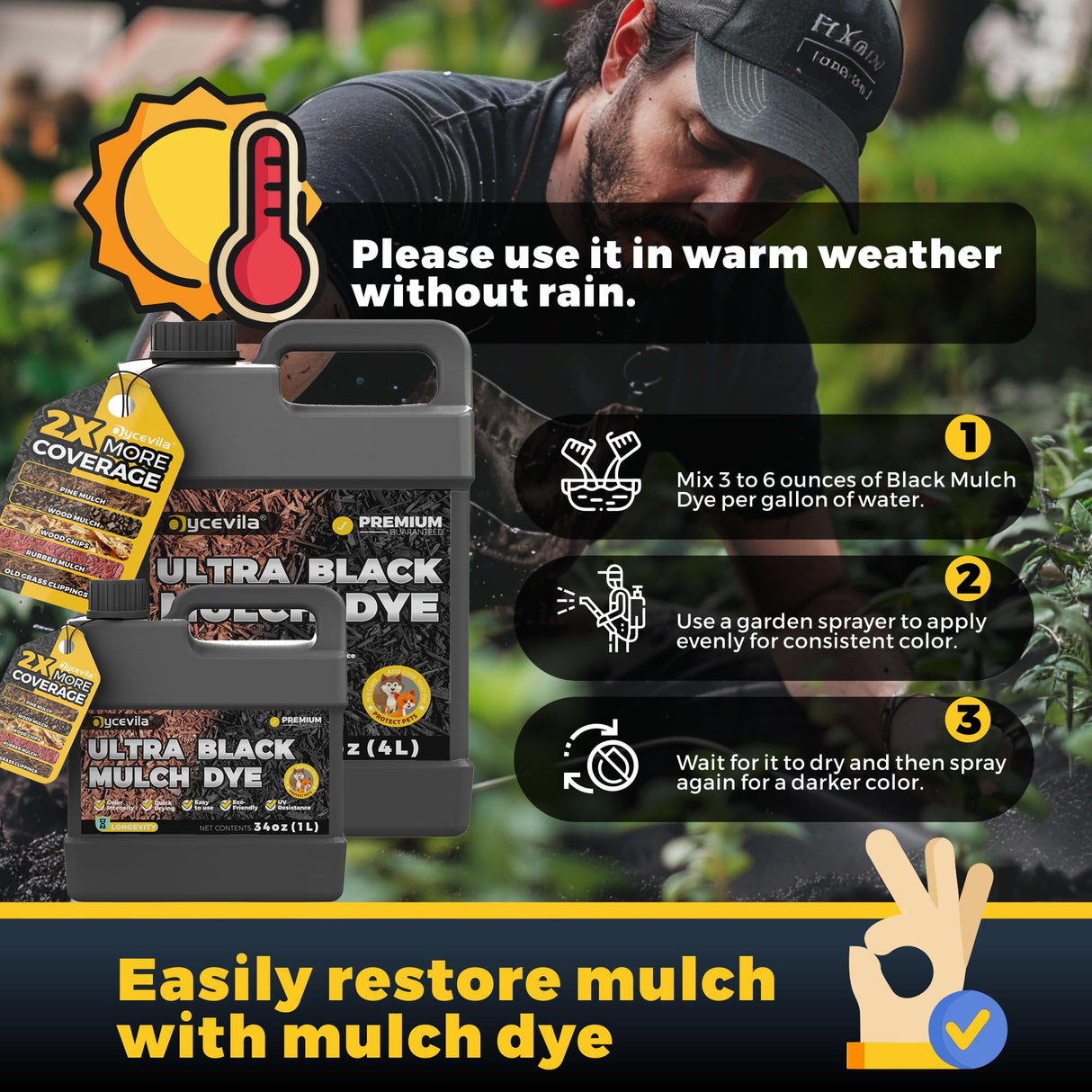 32 oz Black Mulch Dye Concentrate, Liquid Mulch Dye for Landscaping