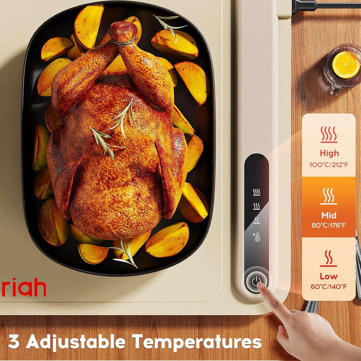Warming Mat for Food, Voriah Electric Warming Tray with 3 Temp Settings & Auto Shut-Off, Food Warmer with Thick Silicone Surface to Keep Food Warm at Buffet, Parties, and Family Use(Apricot)
