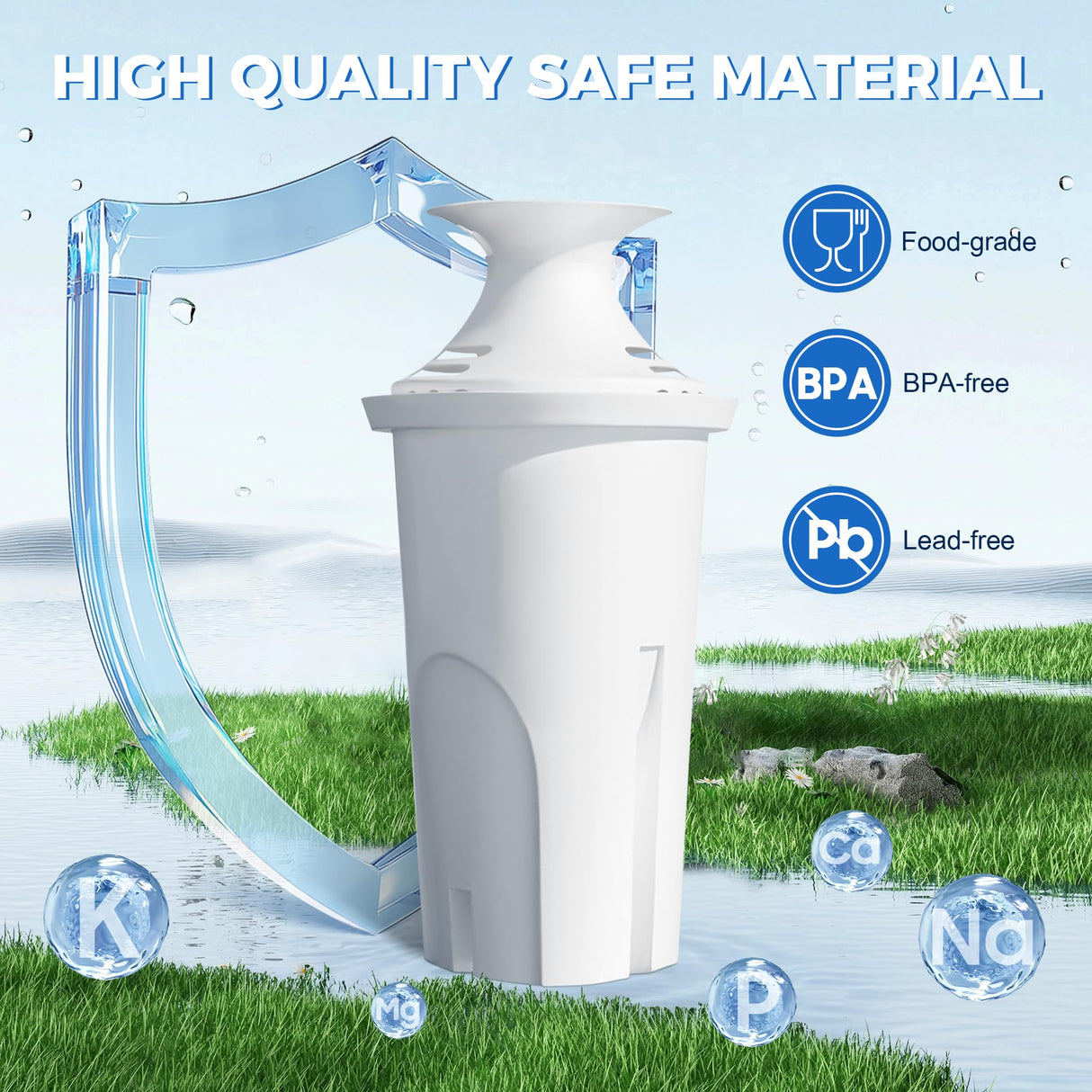 Water Filter Replacement Compatible with Brita Water Pitchers and Dispensers, by DESENRUIS for Classic 35557, OB03, Mavea 107007, Reduce Chlorine and Bad Taste, BPA free, Pack of 6