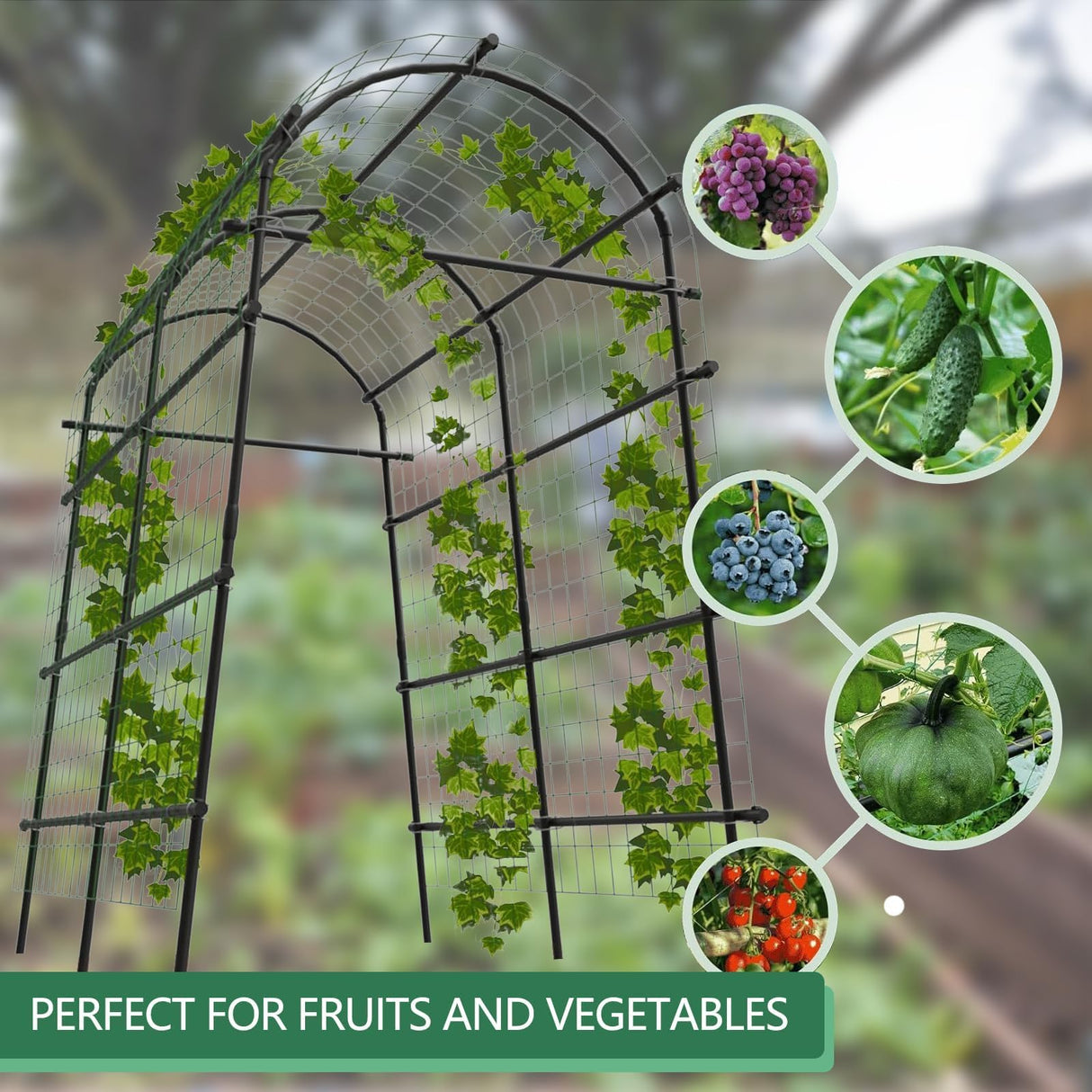 Garden Arch Trellis, 7.5FT Extra Tall Polyethylene-Coated Stainless Steel Garden Trellis for Climbing Plants, Vegetables, Flowers, Outdoor Pergola Arbor Wedding Party Decoration, Cucumber Trellis, Gar