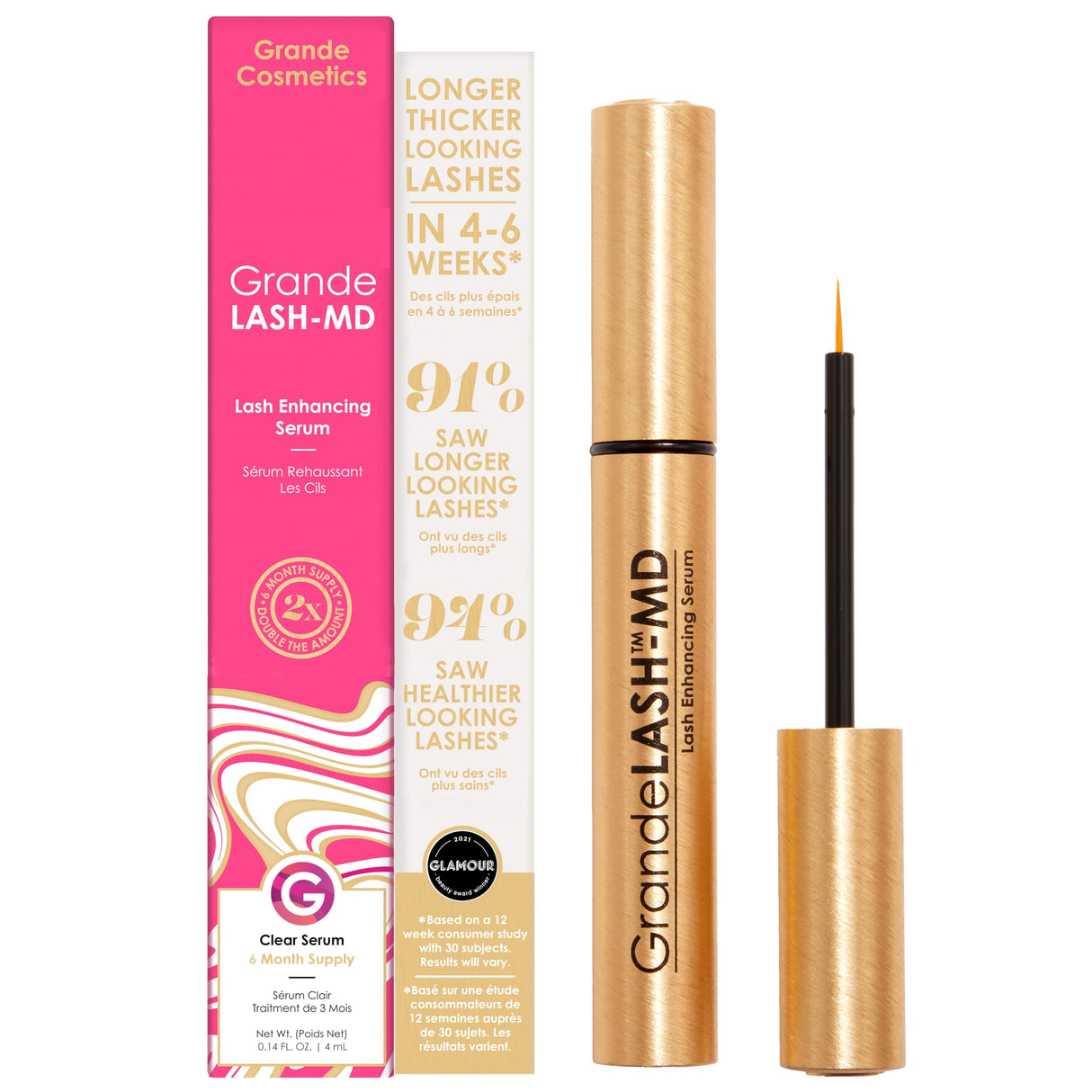Grande Cosmetics GrandeLASH-MD Lash Enhancing Serum, 4ml- 6 Month Supply
