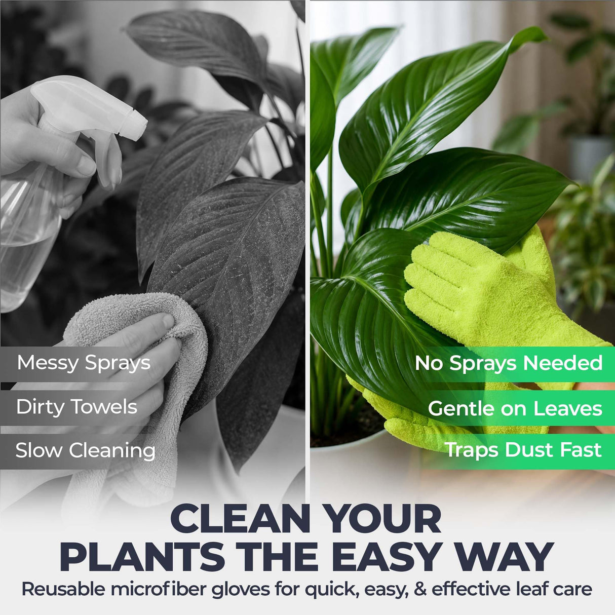 Flora Microfiber Dusting Gloves for Houseplants –Save Your Plants from Hidden Killers–Ultra-Gentle Microfiber (2)